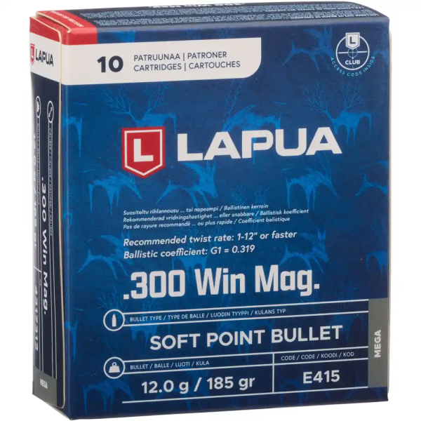 LAPUA .300 WIN MAG. MEGA 185gr 12g
