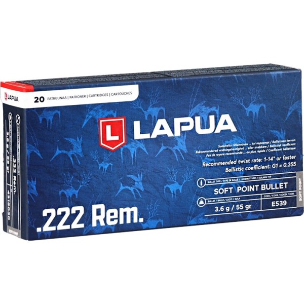 LAPUA .222 REM MEGA 55grs 3.6g